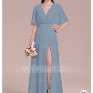 Steel blue wedding party dress